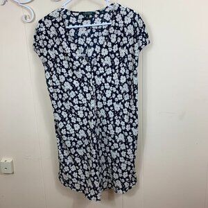 Lauren Navy Blue Print Flowered Blouse Women's Size 1X